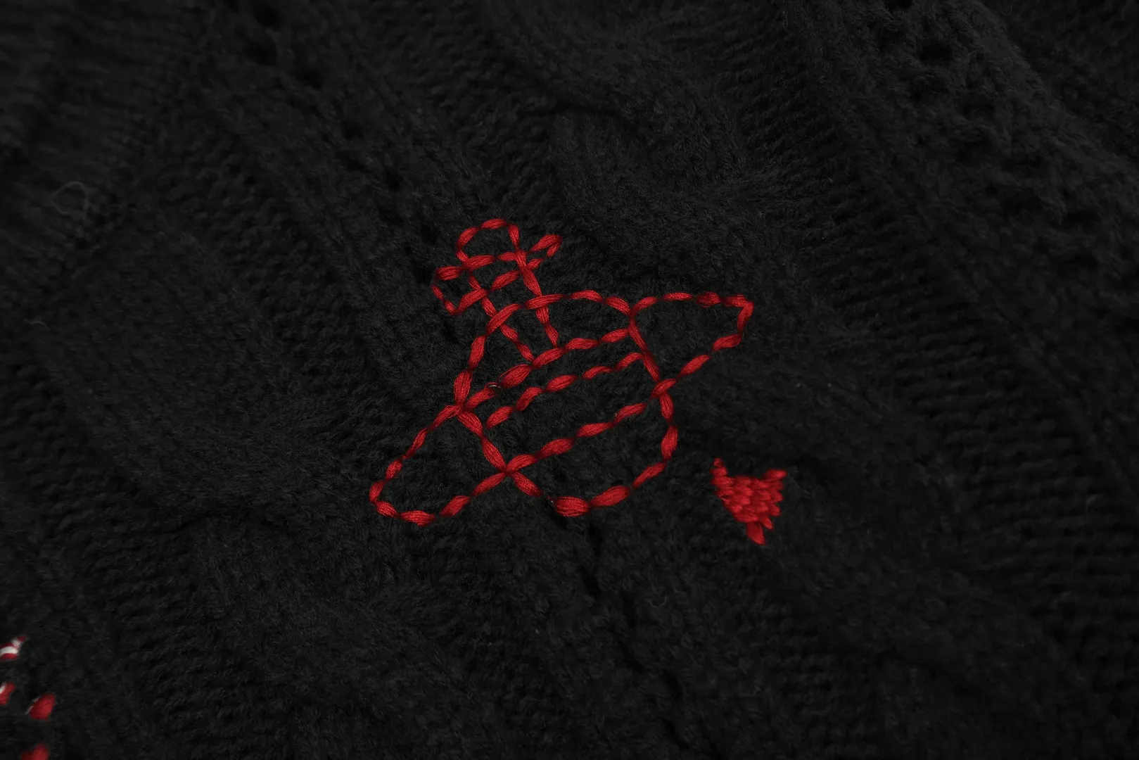 vivienne west wood West Queen Vivian Saturn New Retro "Unisex" Hollow Knitted Sweater Wool Round Neck 2024 Spring New Size: S -M- L Color: Apricot Black
